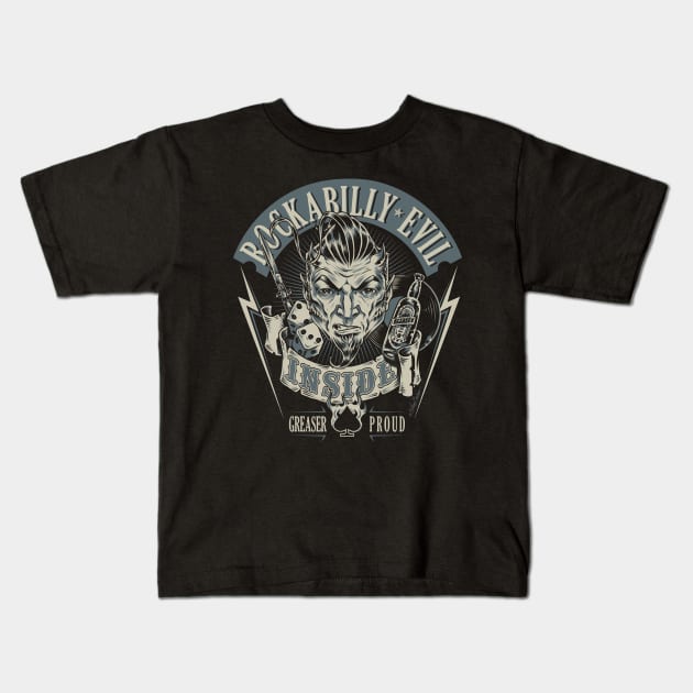 Rockabilly Evil Inside Kids T-Shirt by nanobarbero